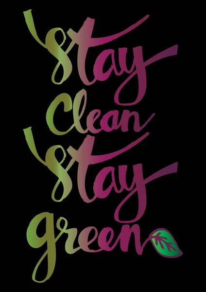 Rimani pulito soggiorno poster verde — Foto Stock