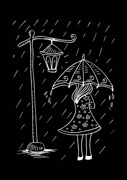 Sketchy Beautiful Girl Umbrella — Stock Photo, Image