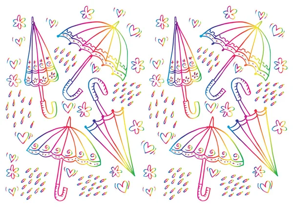Regenschirm Doodle Muster Hintergrund — Stockfoto