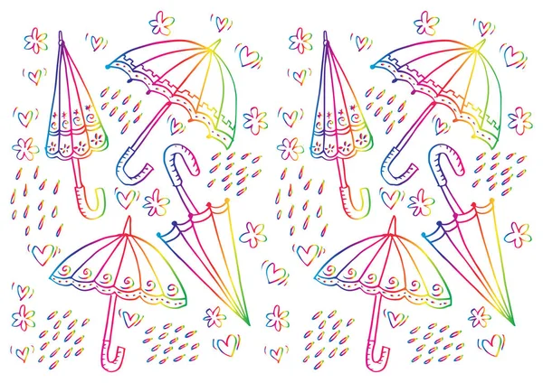 Guarda Chuva Doodle Fundo Padrão — Fotografia de Stock