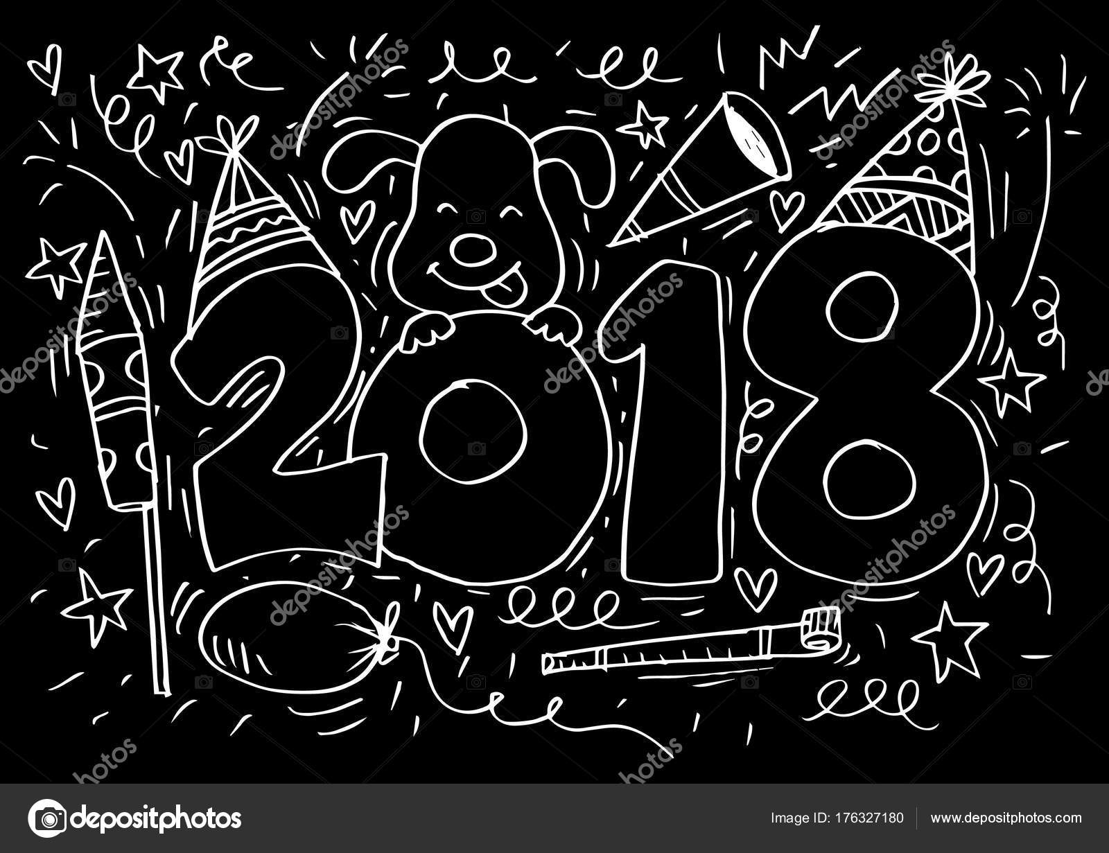Hand Drawn Doodle Number 2018 Stock Photo Handini 176327180