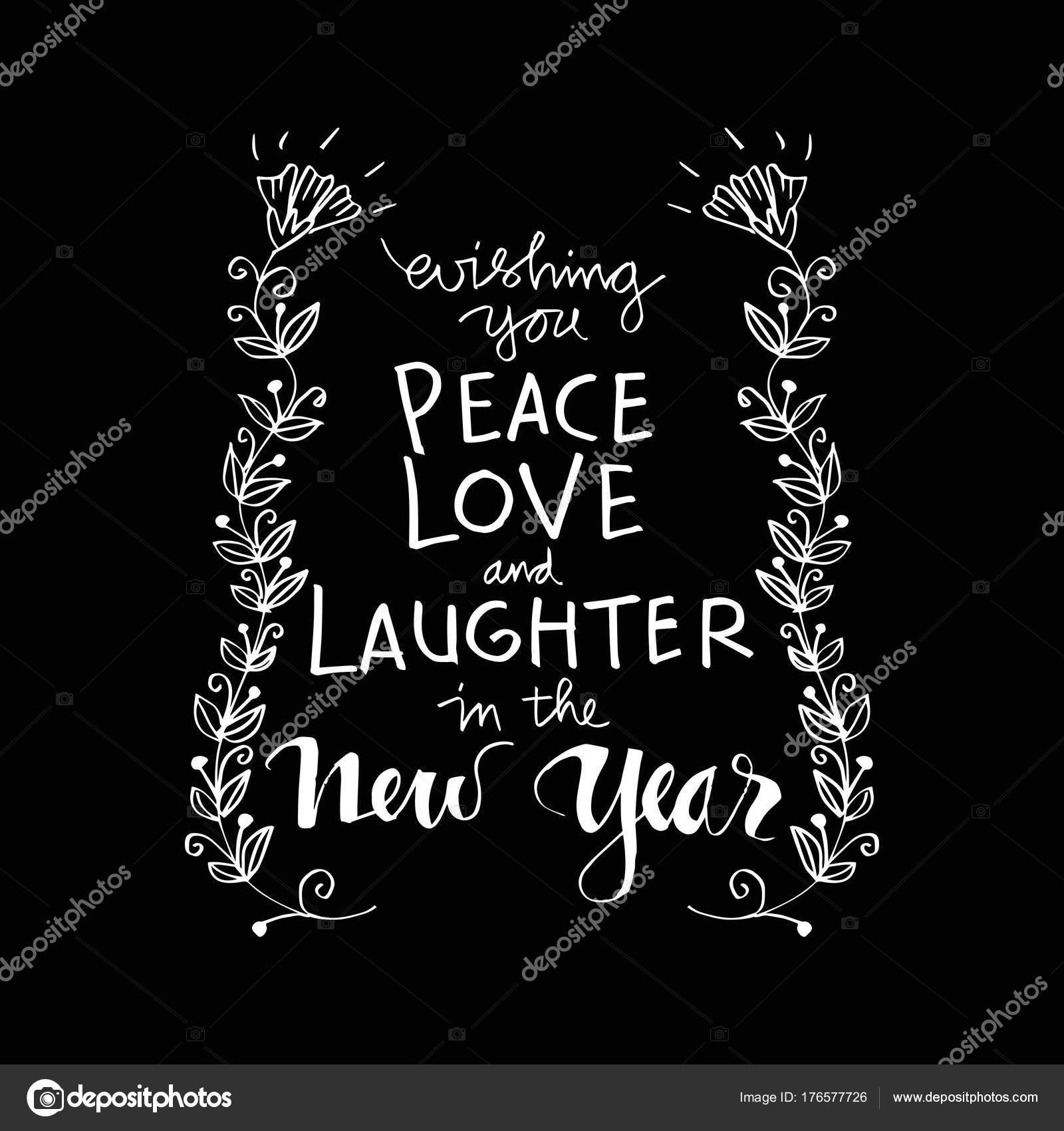 Wishing You Peace Love Laughter New Year Motivational Quote Stock