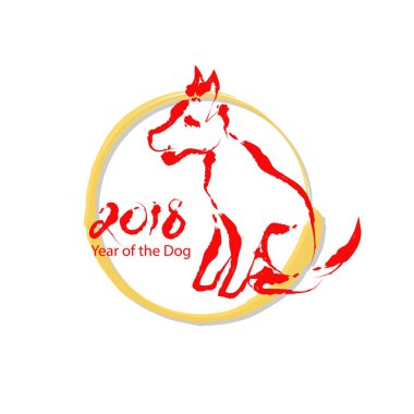 Köpek ile Çin yeni yıl tebrik kartı.