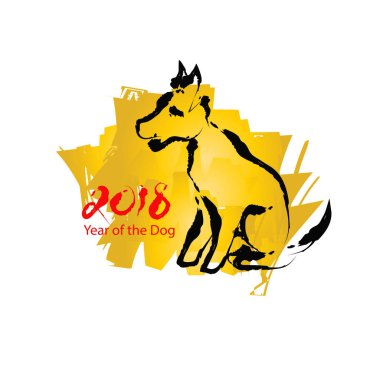 Köpek ile Çin yeni yıl tebrik kartı.