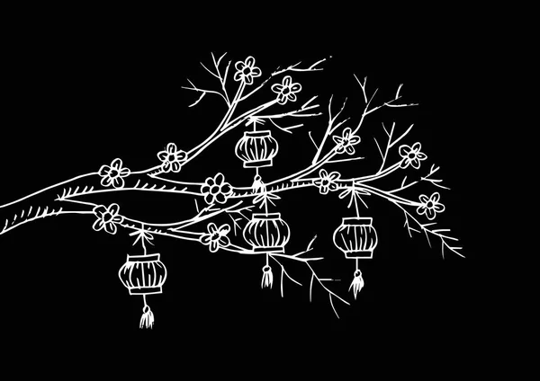 중국어 벚꽃의 스케치 — 스톡 사진