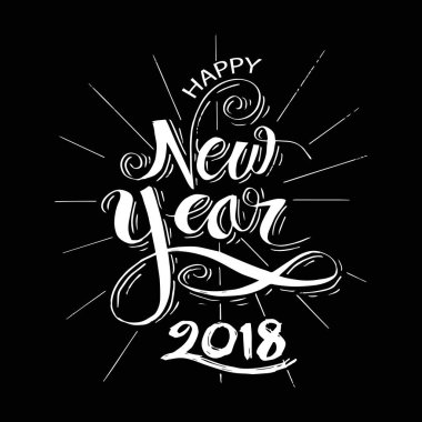 Mutlu yeni yıl 2018. El yazı patlama ile.