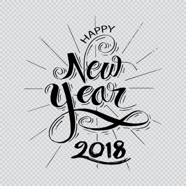 Mutlu yeni yıl 2018. El yazı patlama ile.