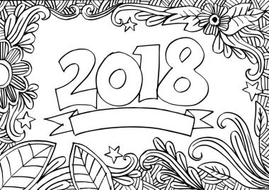  Numaraları 2018 çiçek arka plan üzerinde.