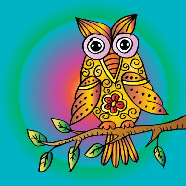 Dalda oturan baykuş el çekilmiş.