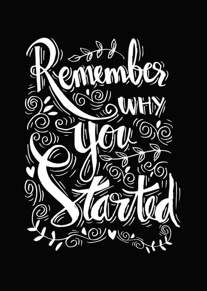 Remember why you started. Motivational quote.