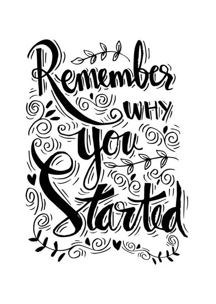 Remember why you started. Motivational quote.