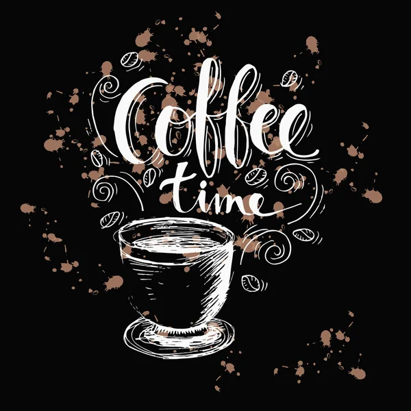 Coffee time hand lettering with a cup.