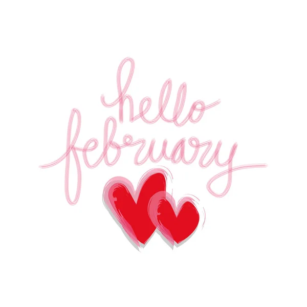 Hallo Februari Hand Belettering — Stockfoto