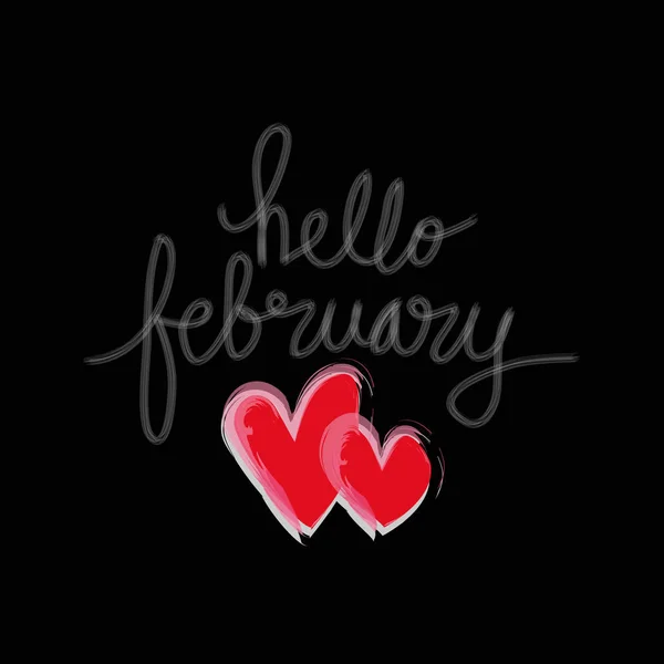 Hej Februari Hand Lettering — Stockfoto