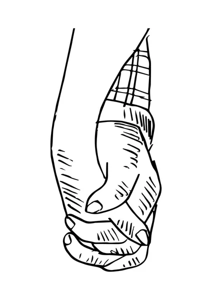 Hand Sketch Holding Hands — Stock Photo, Image