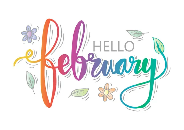 Hallo Februari Hand Belettering — Stockfoto