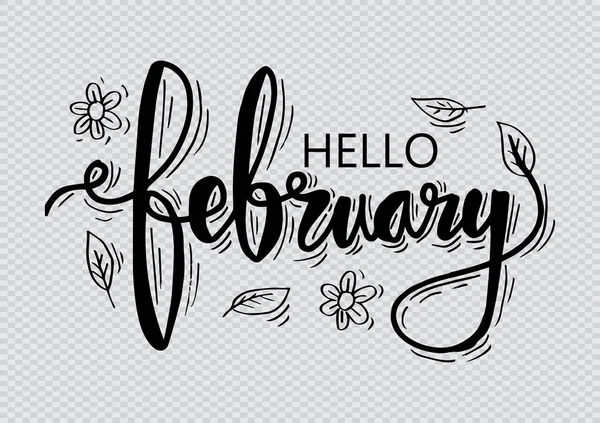 Hello February Hand Lettering — Stock Photo, Image