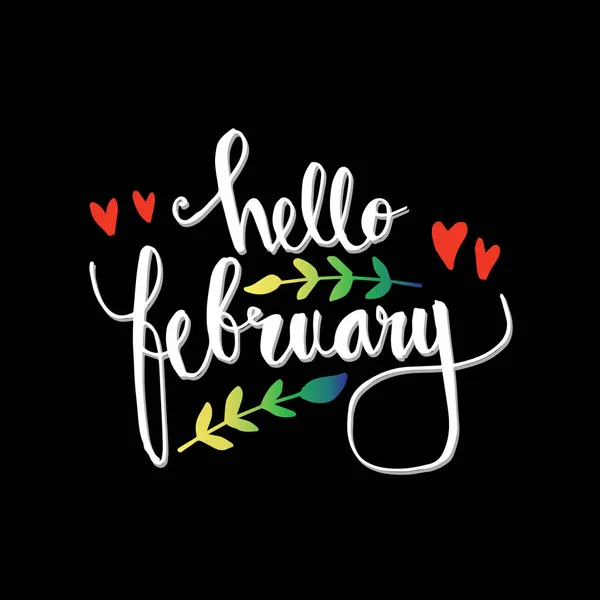 Hello February Hand Lettering — Stock Photo, Image