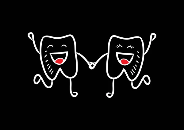 Cartoon cute teeth with black background