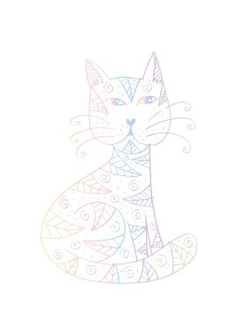 Şirin doodle kedi illüstrasyon