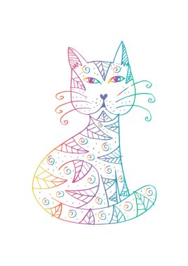 Şirin doodle kedi illüstrasyon