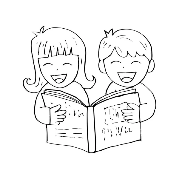 Kreslené Děti Čtení Knihy — Stock fotografie