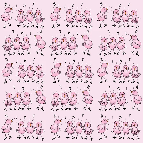 Pattern Funny Chickens Singing — Stock Photo, Image