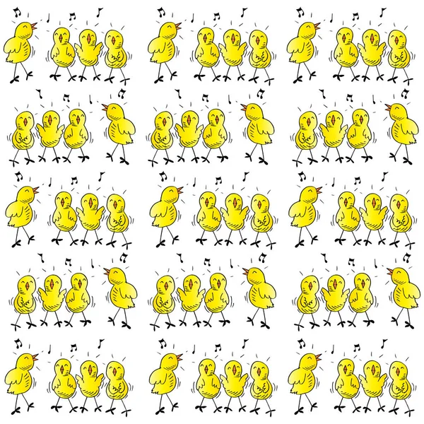 Pattern Funny Chickens Singing — Stock Photo, Image