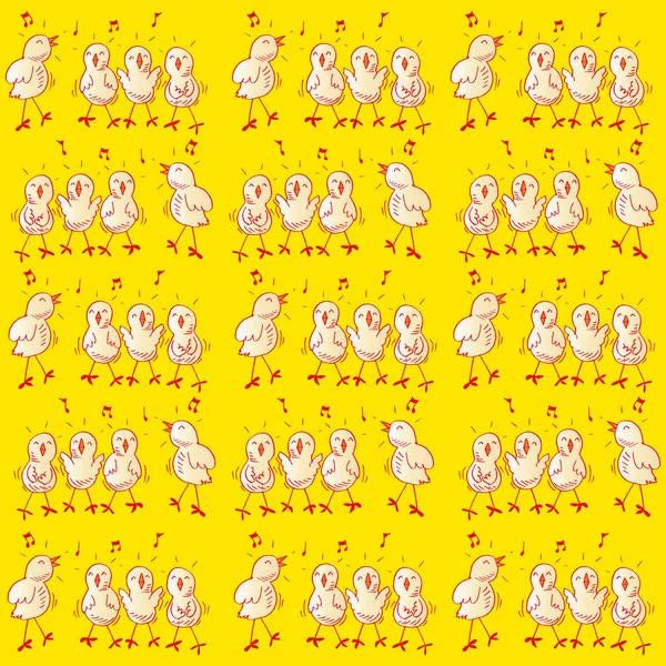 Pattern Funny Chickens Singing — Stock Photo, Image