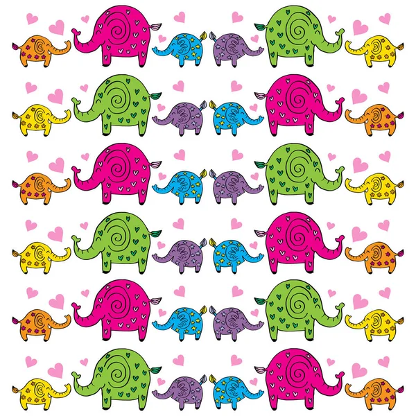 Lindo Patrón Elefantes Ilustración Vectorial — Foto de Stock