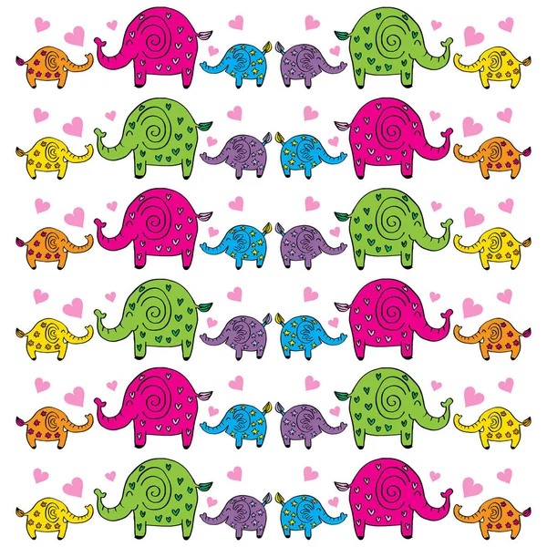 Mignon Motif Éléphants Illustration Vectorielle — Photo