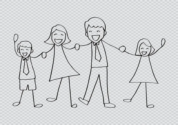 Cartoon Happy Family Holding Hands — Stock Photo, Image