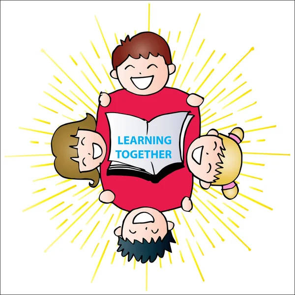 Learning Together Lettering Happy Kids — Stock Photo, Image
