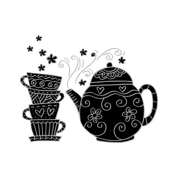 Рука Чайника Чашки — стоковое фото
