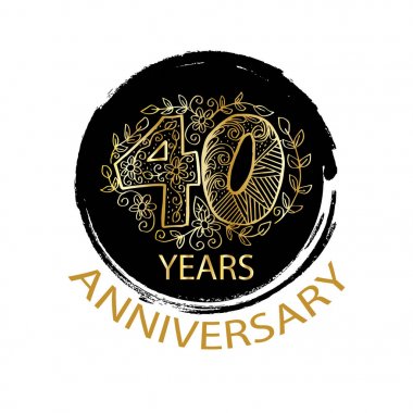 40 yıl yıldönümü logo, amblem, kart.