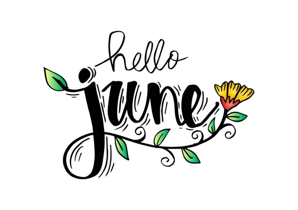 Hello June Kézírás Üdvözlőlap — Stock Fotó