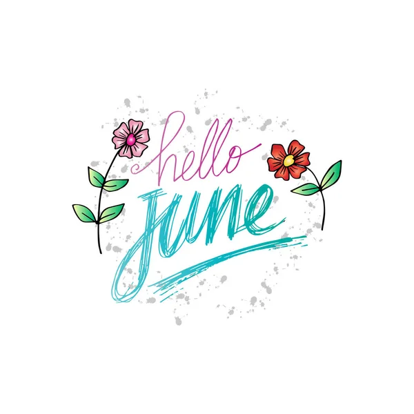 Hello June Kézírás Üdvözlőlap — Stock Fotó