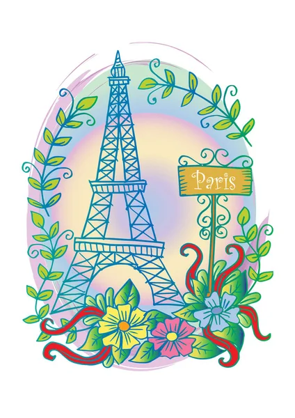 Tour Eiffel Avec Ornement Floral — Photo
