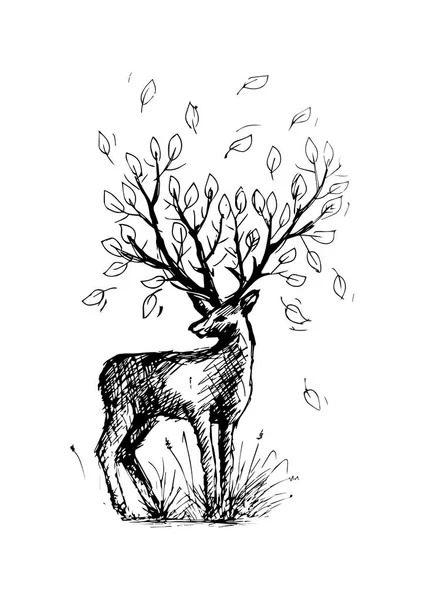 Abstract Deer Hand Drawing Illustration — Stock Photo, Image