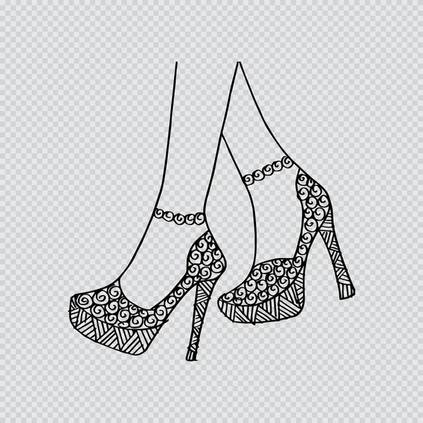 Hand Drawn Outline Ornamental High Heels Sexy Legs — Stock Photo, Image