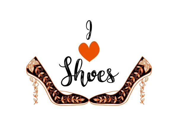 Amo Sapatos Ilustração Cartaz — Fotografia de Stock