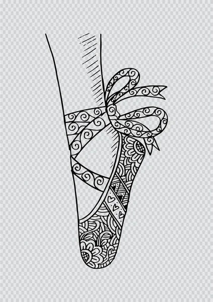 Leg and shoes of a young ballerina illustration, hand drawing