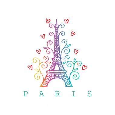 Eyfel Kulesi el illüstrasyon çizimi.