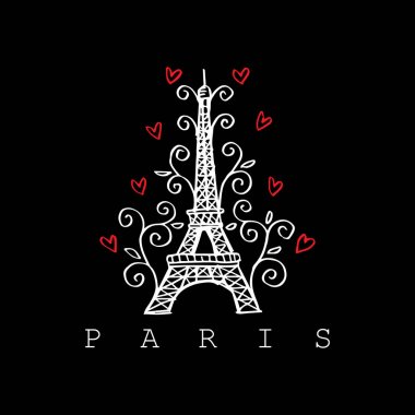 Eyfel Kulesi el illüstrasyon çizimi.