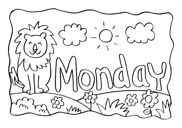 Coloriage Lundi Avec Lion — Photo