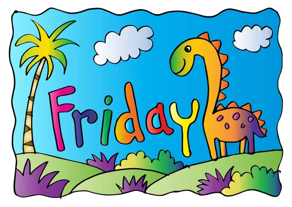 Friday Coloring Page Dinosaur — Stock Photo, Image