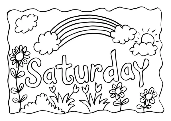 Saturday Coloring Page Rainbow — Stock Photo, Image