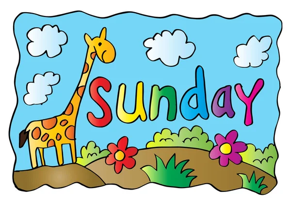 Söndag Målarbok Med Giraff — Stockfoto