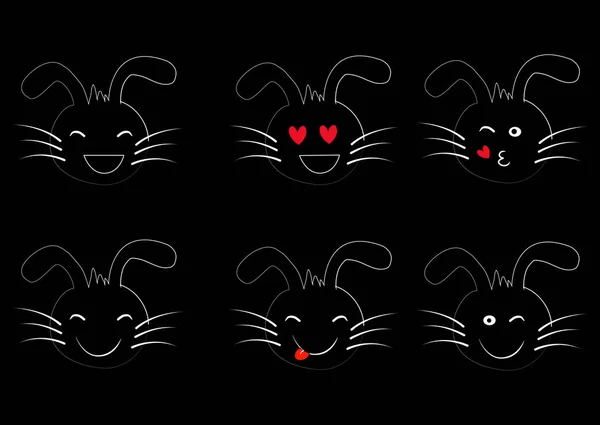 Fadeler Kümesi Emoji Kümesi Smiley Simgeleri Tavşan — Stok fotoğraf