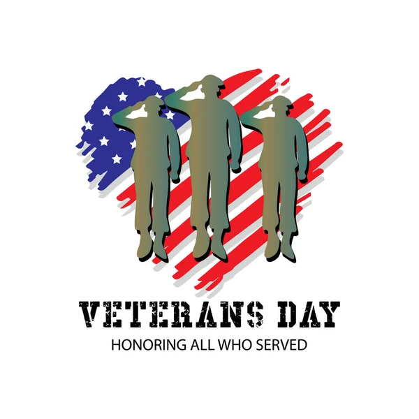 Veterans Day Honoring All Who Served Poster Celebration November — Stock Vector